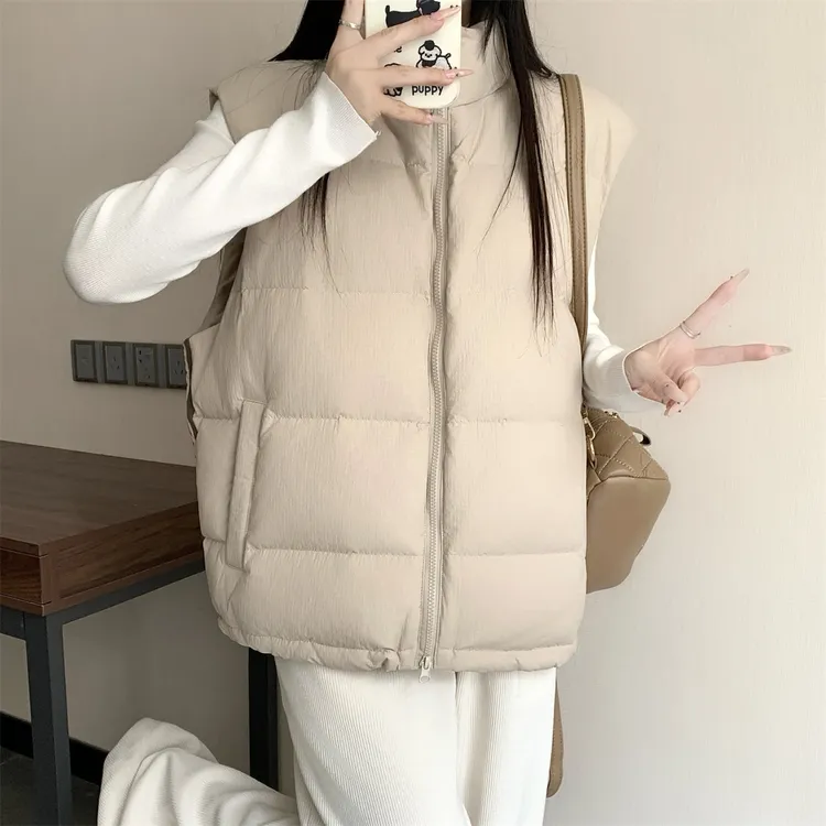 超好看减龄 胖mm大码棉服马甲女秋冬新款三条杠拼接背心外套潮606