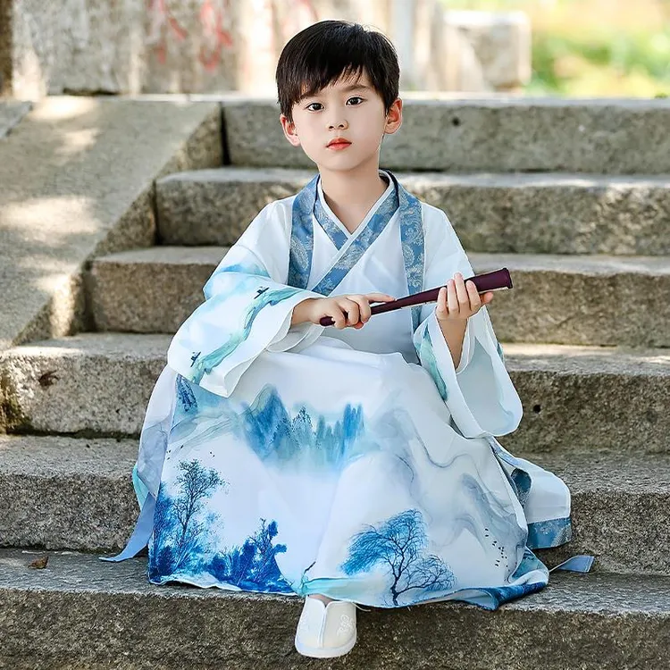 男童唐装汉服夏装男孩中国风夏款2024新款儿童夏季古装国学开笔礼
