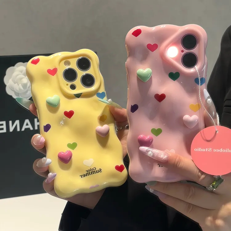 立体爱心波浪云朵适用苹果16promax手机壳15/14可爱13/12/11软壳