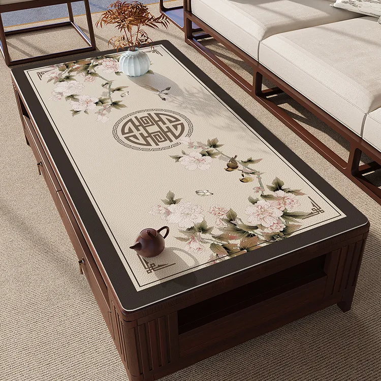 新中式客厅茶几垫桌布免洗防水防油餐桌垫桌面保护垫抗污皮革桌垫