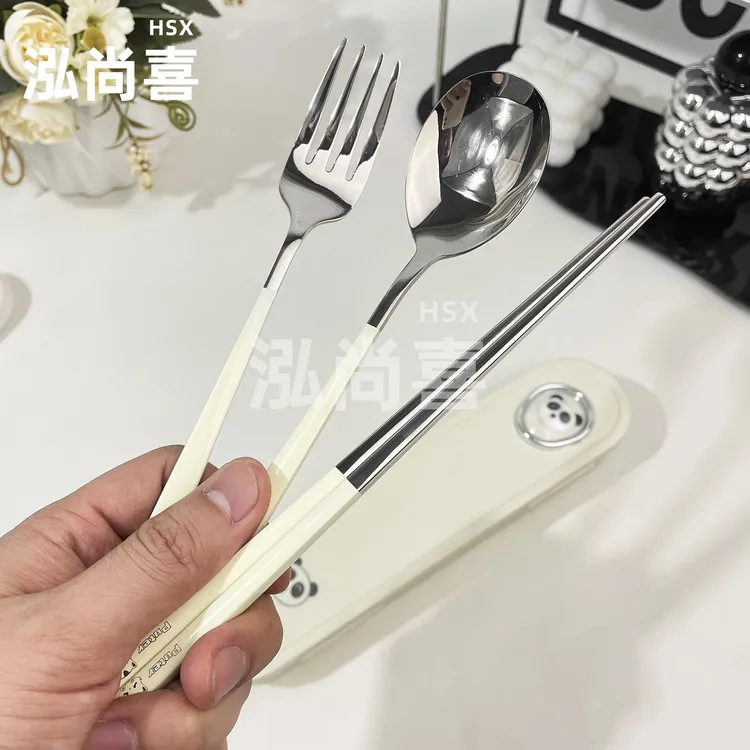 不锈钢餐具筷勺叉小体积筷子勺子便携学生餐具盒便携式学生旅行