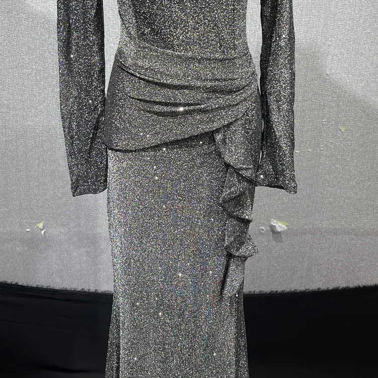 秋季新款修身显瘦V领开叉气质包臀连衣裙