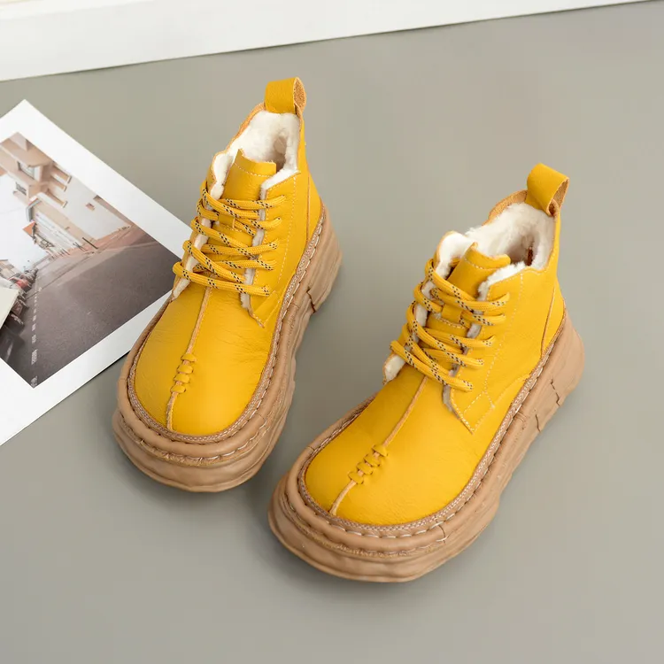 巷拙719-70冬季棉鞋保暖厚毛鞋不冻脚厚底女鞋丑萌个性大头短靴子