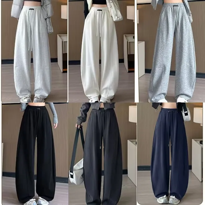 不加绒/加绒 弯刀运动裤女秋冬季2高腰显瘦宽松小个子加绒卫裤