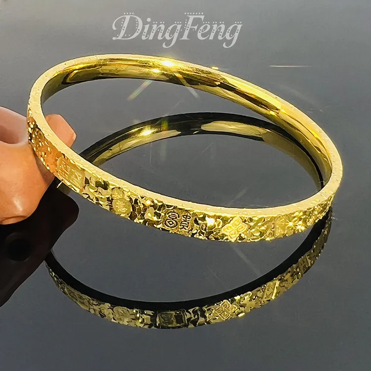 铜合金手镯 3面吉言碎冰冰细镯卡5.8n镭射面 爆闪新中式高端轻奢