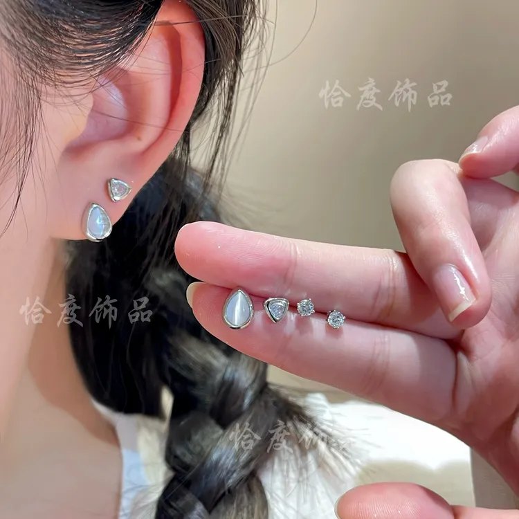 恰度|清冷氛围感水滴耳钉六件套百搭