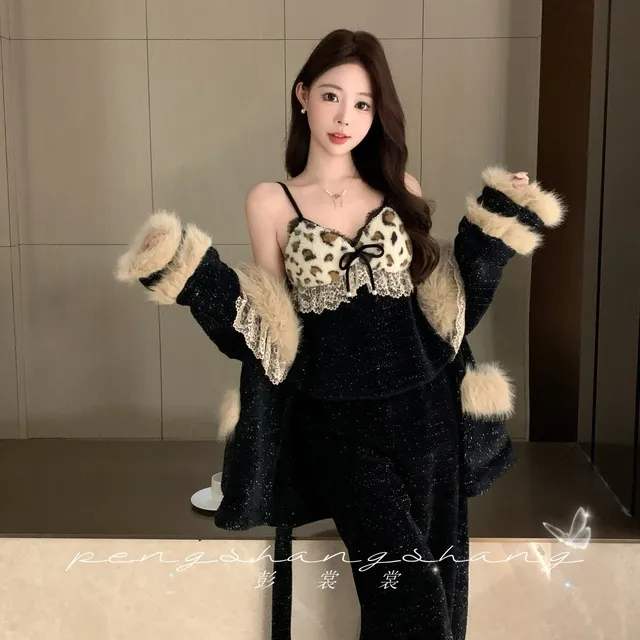 闪耀星光【裳冬装彭舒适服搭居家新潮流套装睡衣裳女士保暖上】百