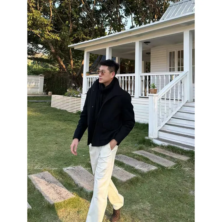 MBNL-F「H.Twill」秦磊男装90白鹅绒羊皮镶嵌门襟夹克LL-WYR7026