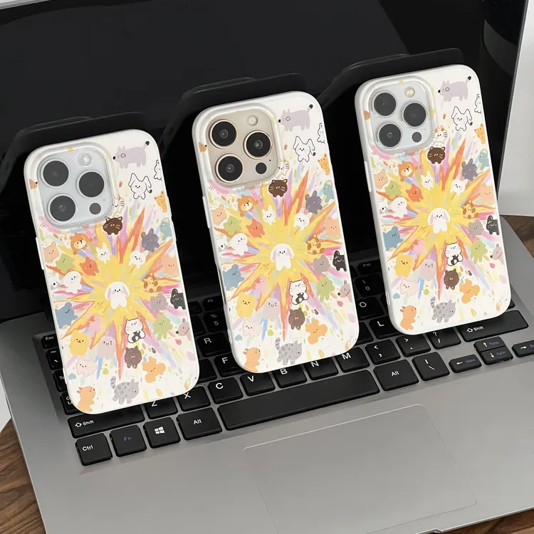 爆炸小猫咪适用苹果16promax/15Plus/手机壳imd双层iPhone12/11新