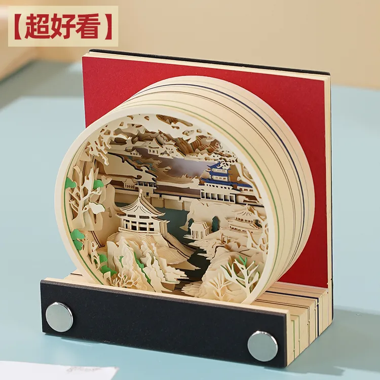 超好看 // 3d立体便签纸雕模型记事本手撕文创日历创意便利贴摆件