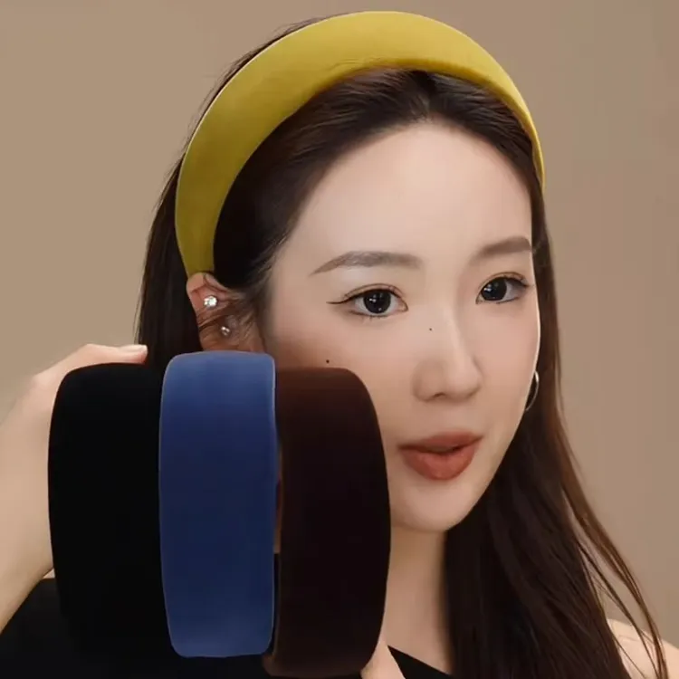 复古彩色丝绒宽边发箍女秋冬新款显脸小高颅顶洗脸压发头箍发饰