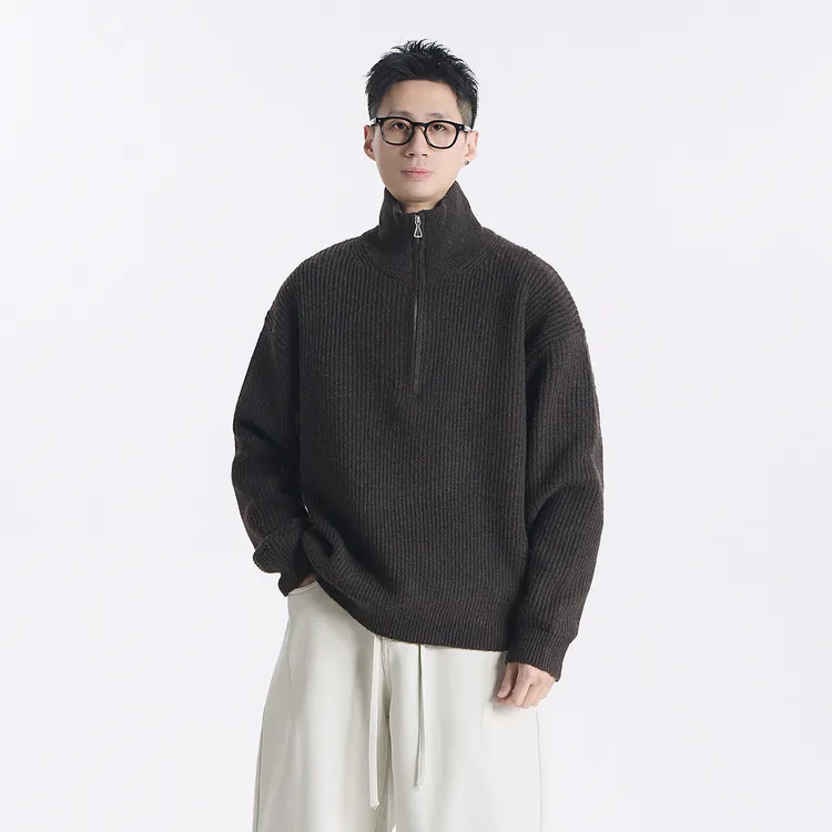 GCCDUPE77『冬风铃』Cleanfit重磅花纱半拉链高领套头针织衫毛衣