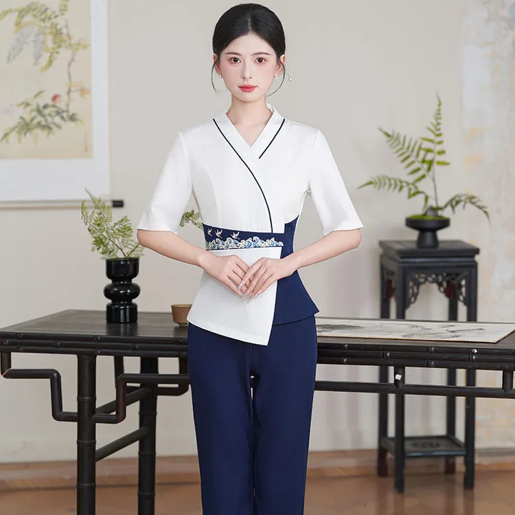 足浴技师工作服足疗气质高端会所水疗采耳美容师美容院女工服套装