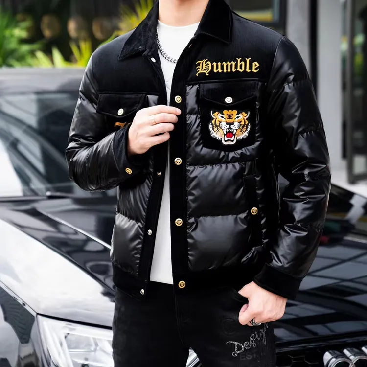 2024冬季男士老虎重工艺轻奢修身时尚潮流加厚保暖羽绒服