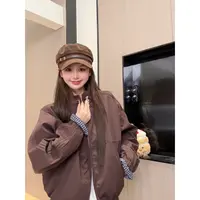 韩版拼接袖立领夹克百搭宽松休闲外套女秋季棒球服上衣