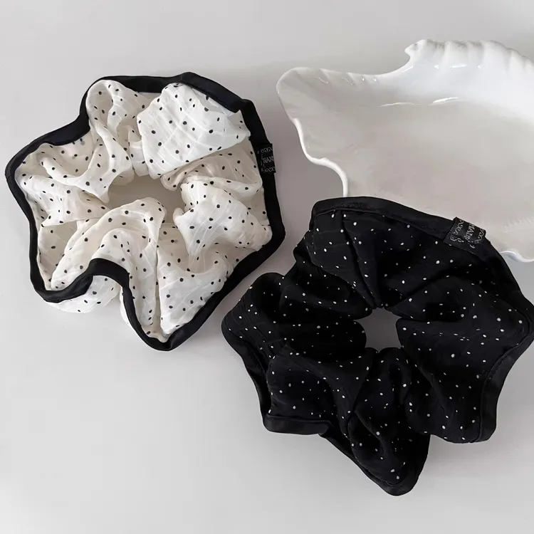 赵露思同款发圈黑色波点大肠发圈韩系百搭发绳扎头发头绳马尾发饰