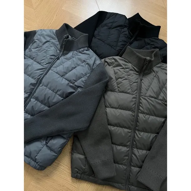 甄哥定制 火爆 排骨90白鸭绒 男女同款羽绒服 拼接针织袖