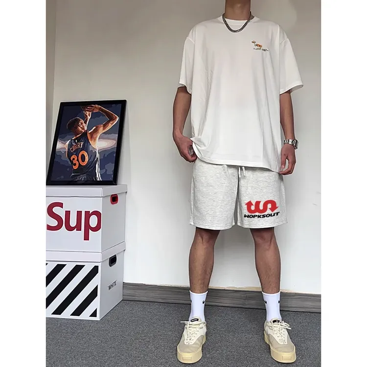 2-300斤大码美式ins复古高街运动短裤男女夏季宽松百搭阔腿五分裤