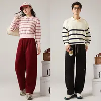 秋季新款美式重磅刺绣弯刀卫裤男女同款宽松阔腿运动垂感休闲长裤