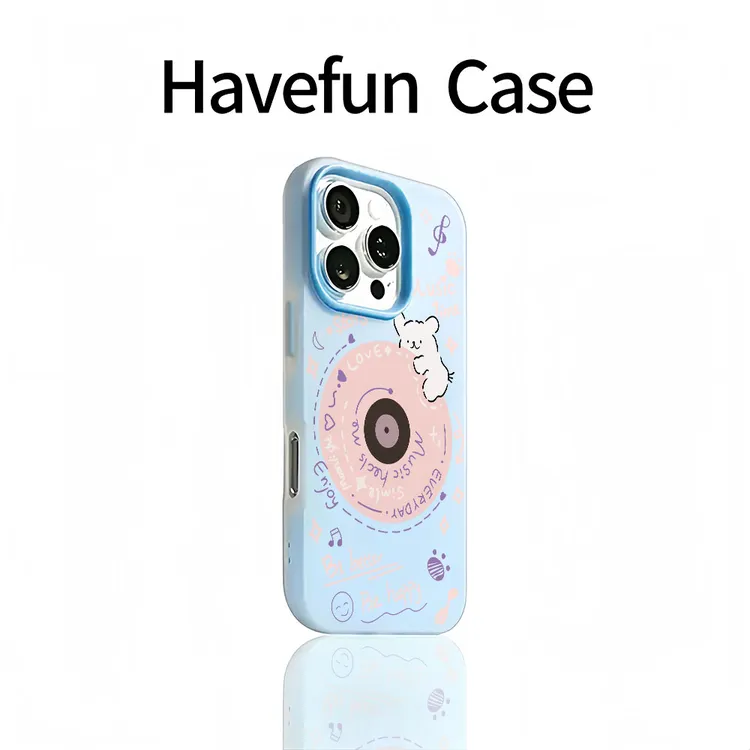 雅天立线条小狗播放器适用iPhone17苹果16/13pro max果冻手机壳14