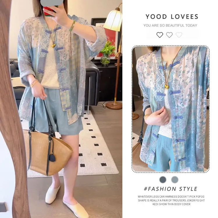 新中式禅意套装女复古改良盘扣衬衫茶里茶气穿搭新款国风气质短裤