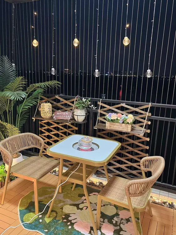 阳台小桌椅防晒休闲藤椅三件套组合小户型看书网红一桌两椅茶桌椅