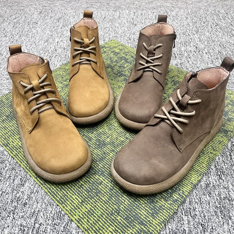 升级版防水头层牛皮磨砂皮冬季系带中筒短筒圆头马丁靴工装鞋男鞋