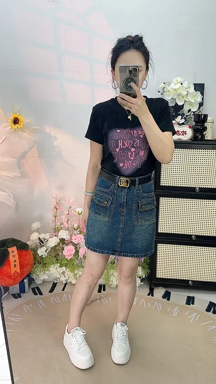  牛仔工装半身裙女夏季高腰复古显瘦牛仔短裙设计感包臀a字短裙子