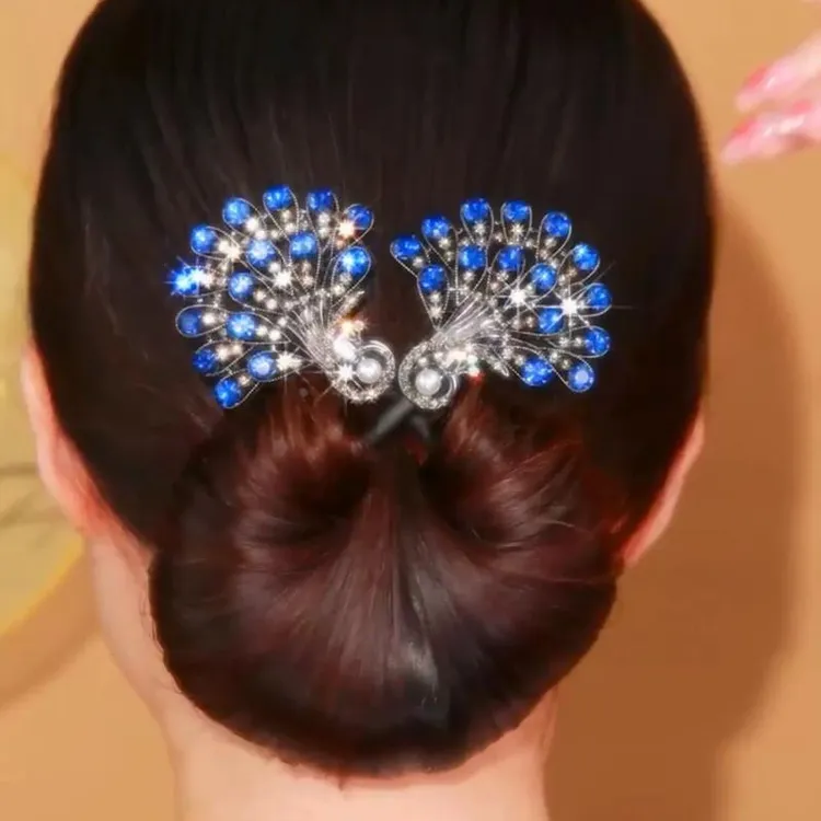 ++高级感复古孔雀发夹女后脑勺花苞头盘发器懒人扭扭夹子铂思亚头