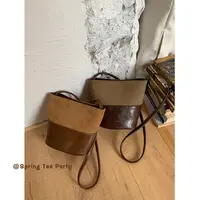 《人生包包》秋冬棕色水桶包PU斜挎小包包女简约韩系