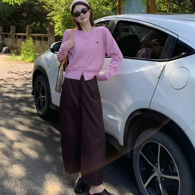 海维恩秋季新款抗皱梧桐裤索罗娜生态棉梨型身材高腰显瘦阔腿裤