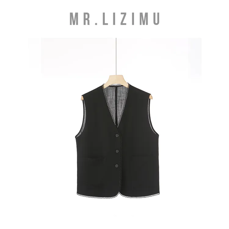 花边拼接马甲女款外穿洋气高级感2025新款夏装D5359