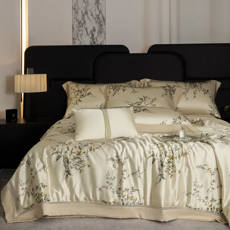 天丝桑珍丝数码印花镂空单夏被高端时尚轻奢凉感丝滑柔软亲肤透气