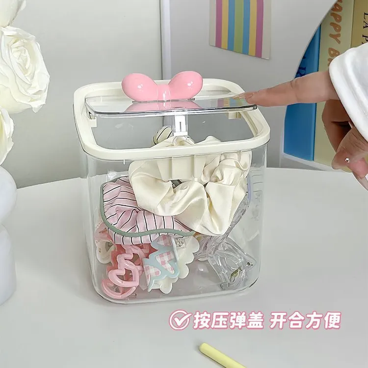 发饰收纳收纳盒皮筋女孩发圈头绳整理萌粒发夹桌面发卡透明首饰J