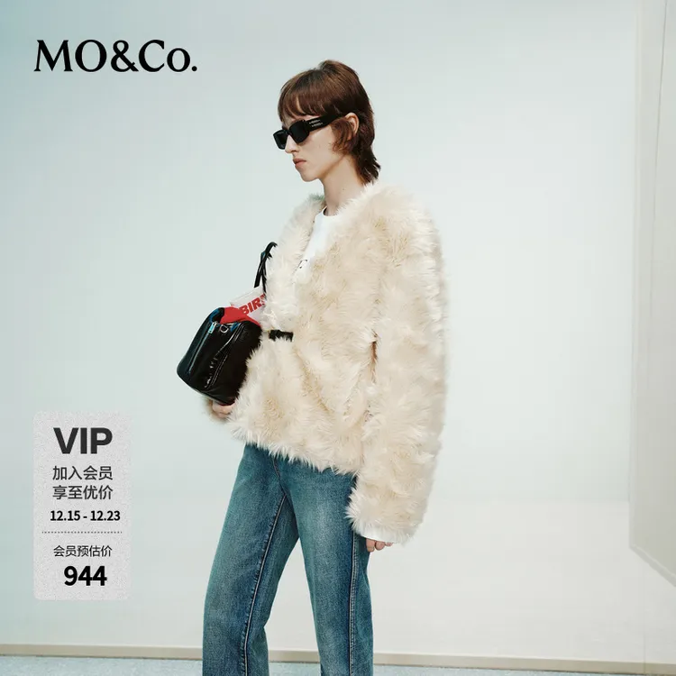 MOCO外套RECTO设计师联名冬毛绒无领短款廓形MBD4COT044