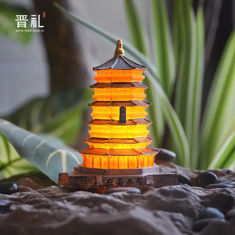 晋礼山西文创古建晋祠水镜台应县木塔3D飞虹塔立体亮灯冰箱贴摆件