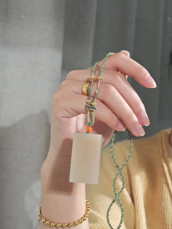 新疆和田玉青海料藕粉平安牌 油润细腻