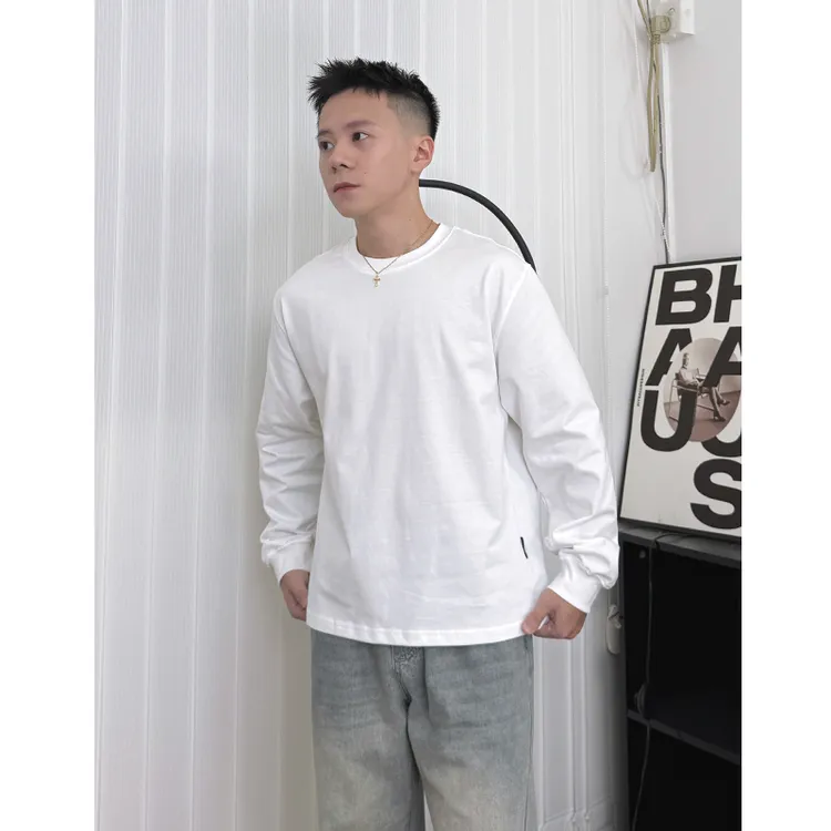 WK叁金【小个子长袖】短宽纯色秋冬穿搭圆领长T恤男简约百搭打底衫