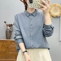 2025秋新款全棉磨毛厚款衬衫女休闲百搭宽松上衣86309