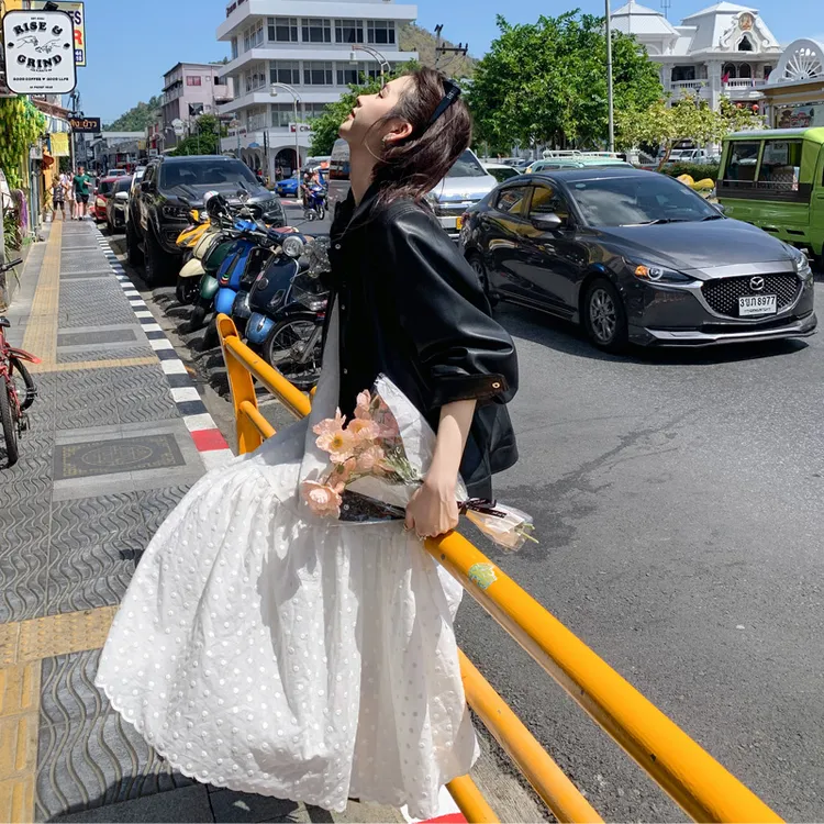 旅游穿搭皮衣吊带裙套装女2025早春新款甜酷氛围感时髦显瘦两件套