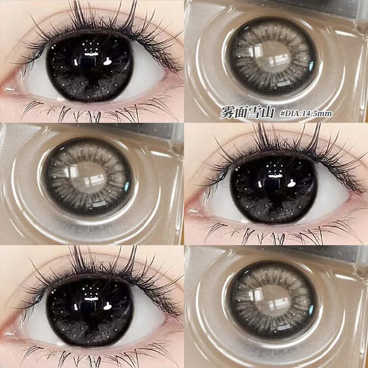 OVOLOOK雾面雪山黑色美瞳半年抛隐形眼镜学生甜美14.5大直径网红