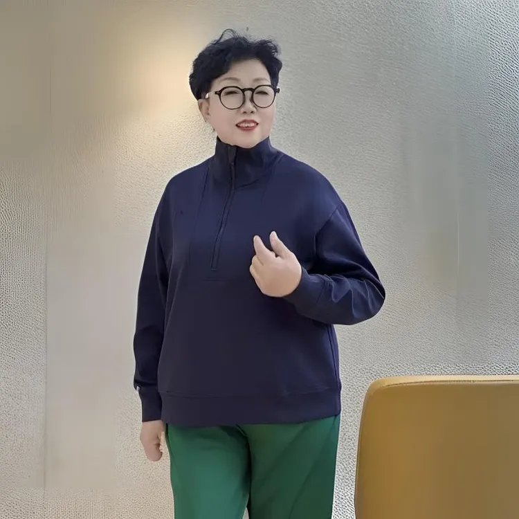 【贵丽坊】秋冬立领卫衣春秋长袖秋季网红拉链常规款套头短款卫衣