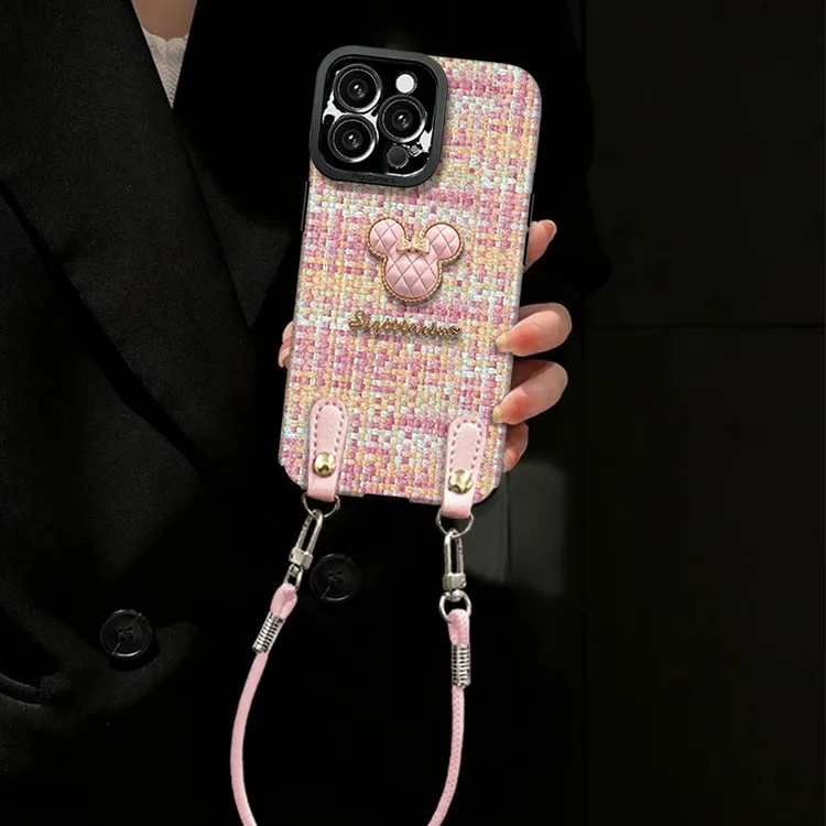 英文米奇适用苹果vivo华为oppo小米iPhone16瞳眼小羊皮手机壳