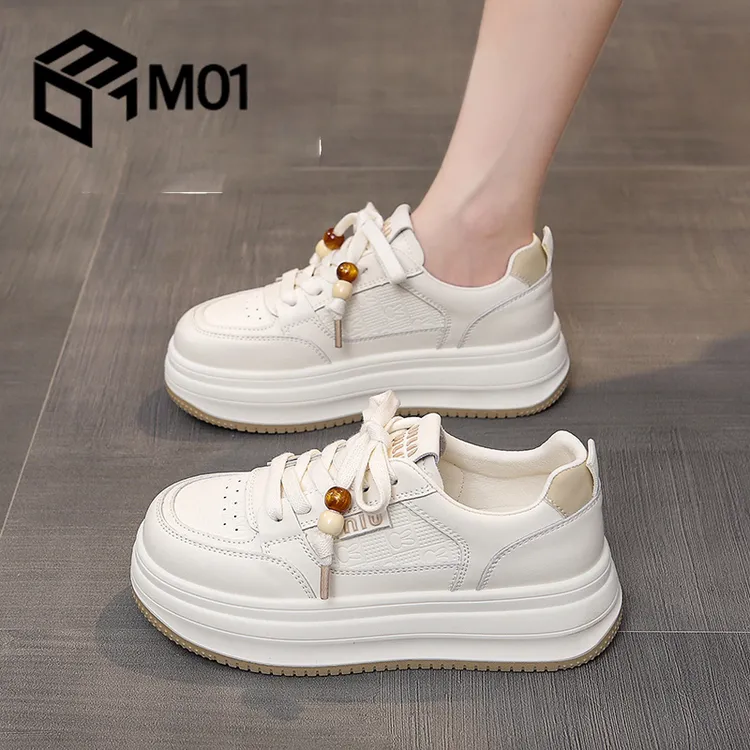 M01明星同款小白鞋子女款2025秋冬季新款百搭厚底运动休闲板鞋