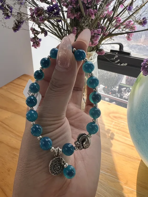 天然糖心玛瑙闺蜜精致显白宝蓝色S925银手链