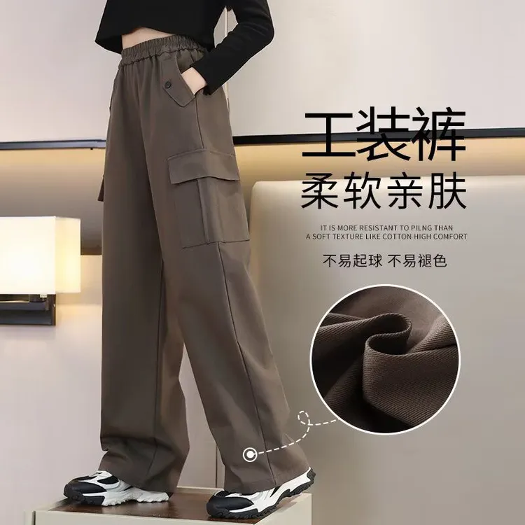 亲肤女童工装裤柔软2025新款儿童裤子大童运动长裤宽松阔腿裤ins