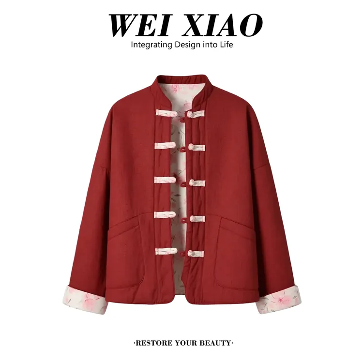 2025冬季新款时尚洋气设计气质感印花双面穿保暖国风时尚短外套