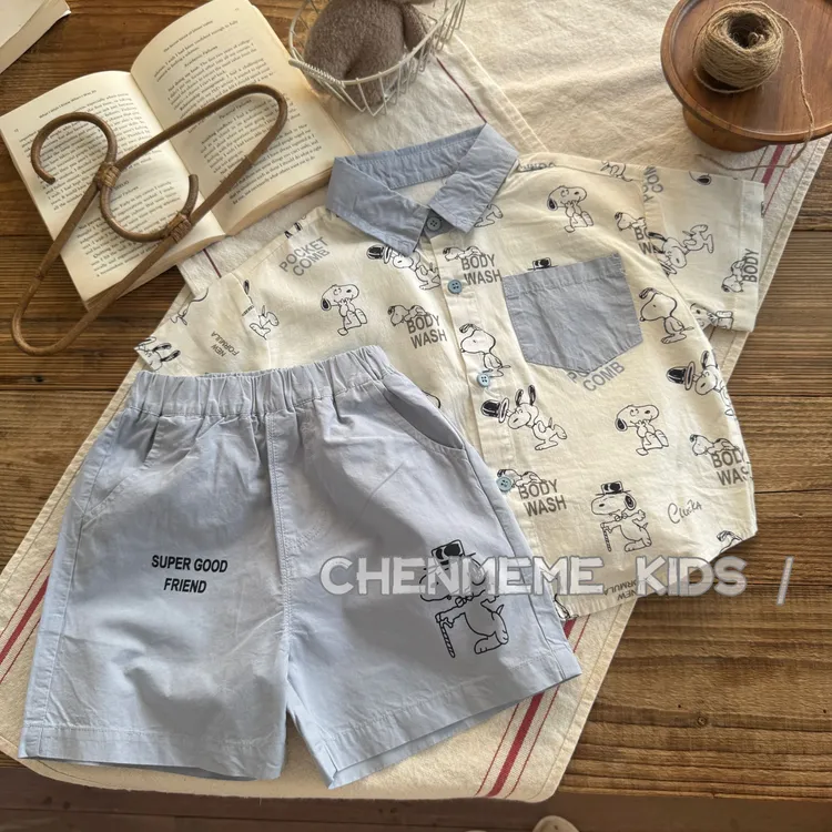 【陈么么】男童夏款精品夏日小清新穿搭出门必备韩版潮流经典套装