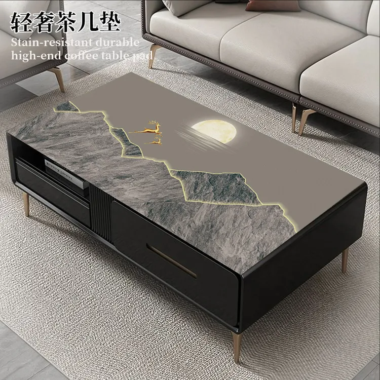 轻奢高级感防水防油免洗长方形茶几桌垫茶几餐桌桌面保护垫可定制