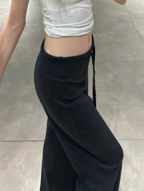 黑色裤子大码女胖mm显瘦加绒卫裤梨型弹力微喇运动裤休闲阔腿长裤